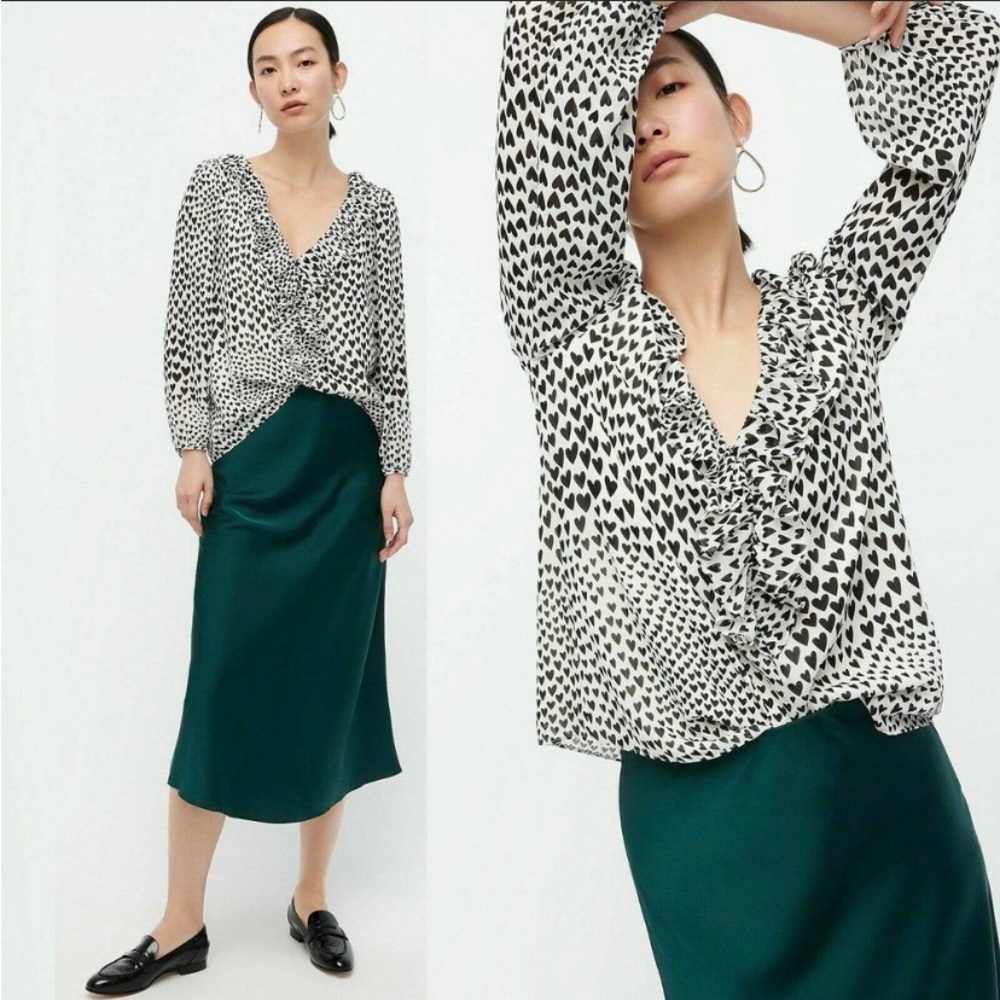 J. Crew heart ruffle blouse